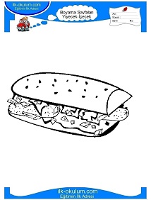 Çocuklar İçin Sandwich Boyama Sayfaları 